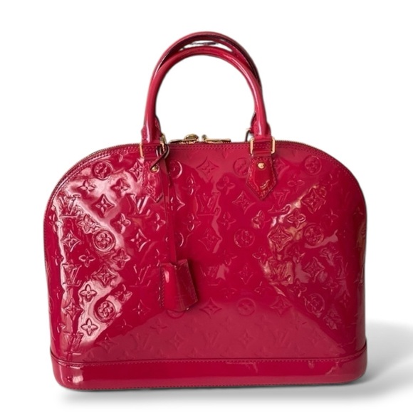 Louis Vuitton Handbags - Louis Vuitton Pink Rose Indian Raspberry Leather Monogram Vernis Alma GM